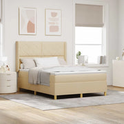 Letto a molle con materasso Crema 160 x 200 cm Tessuto