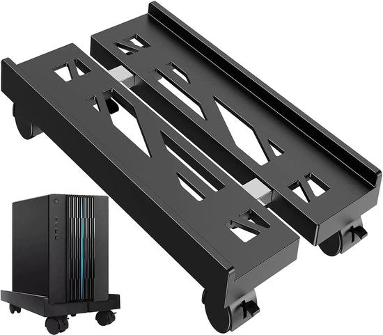 Supporto per PC da posizionare sotto il tavolo - Stabilizzatore per computer portatile - Stand per CPU regolabile con ruote.