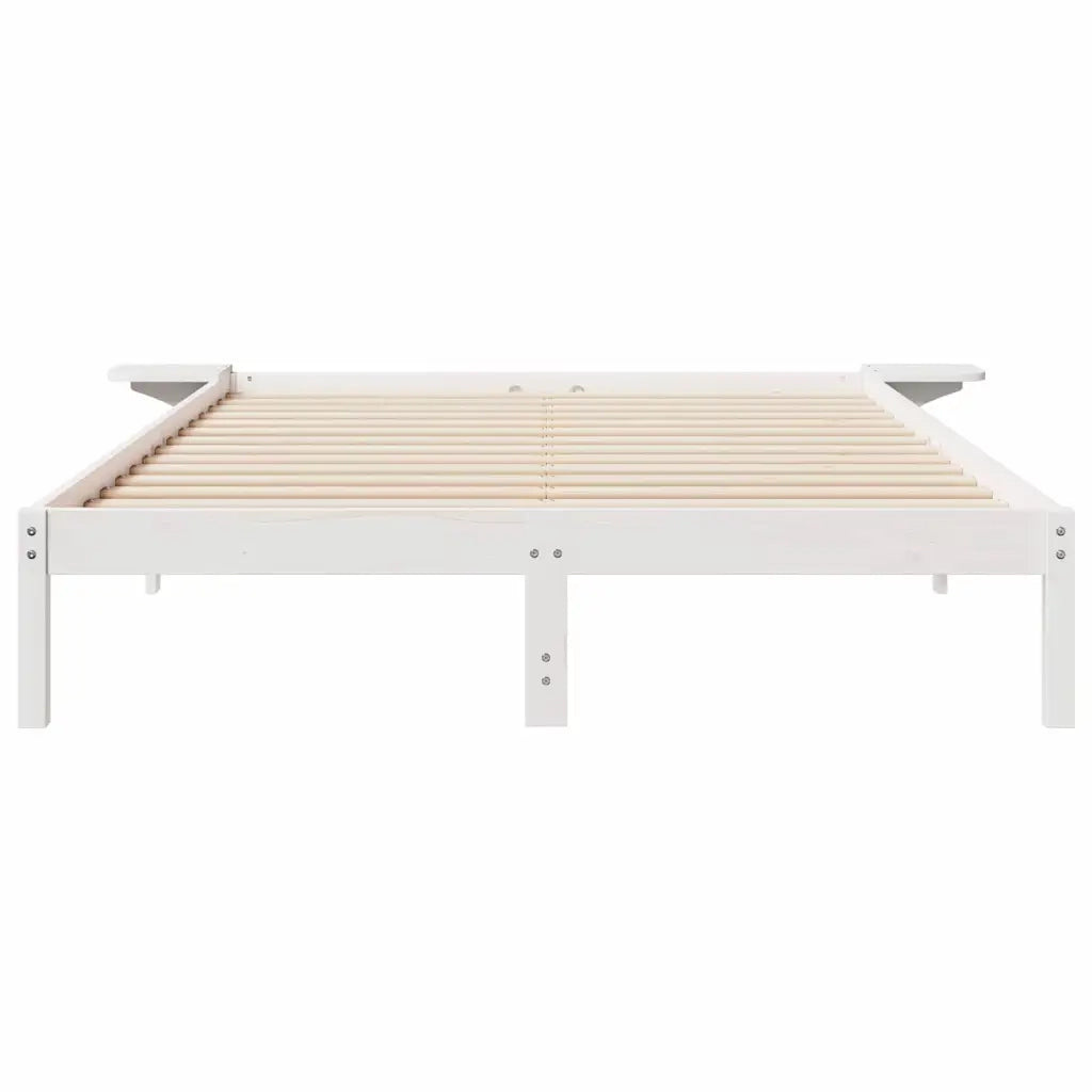 Letto con Tavolini Laterali Bianco 160 x 210 cm Pino massello