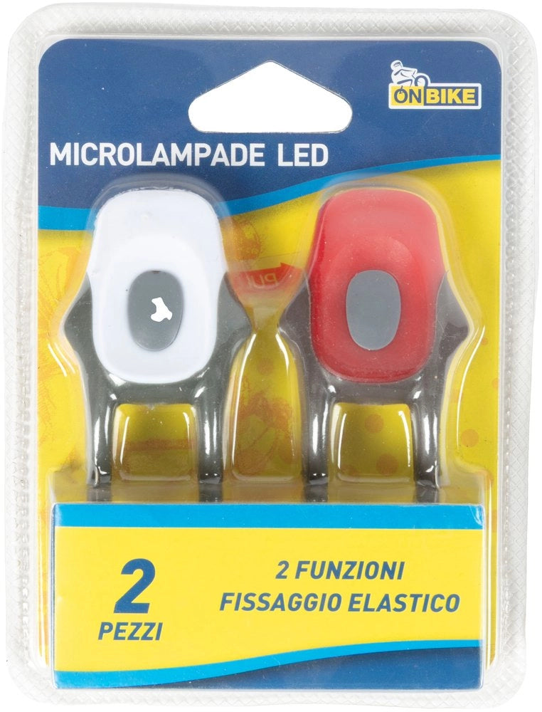 Coppia lampade LED rossa e bianca fissaggio elastico universale bici