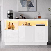 Credenza bianca 140 cm con LED controllati via app e vano acrilico