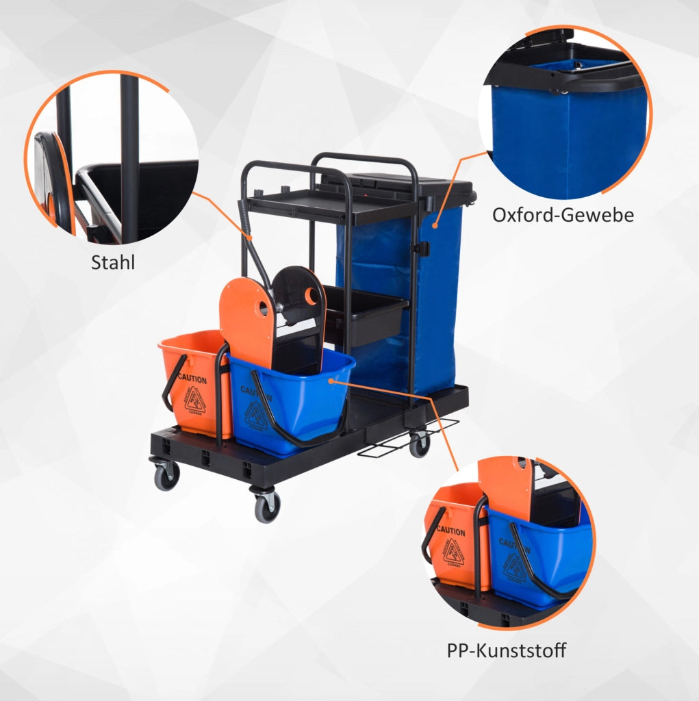 Carrello professionale per pulizie con strizzatore e secchi