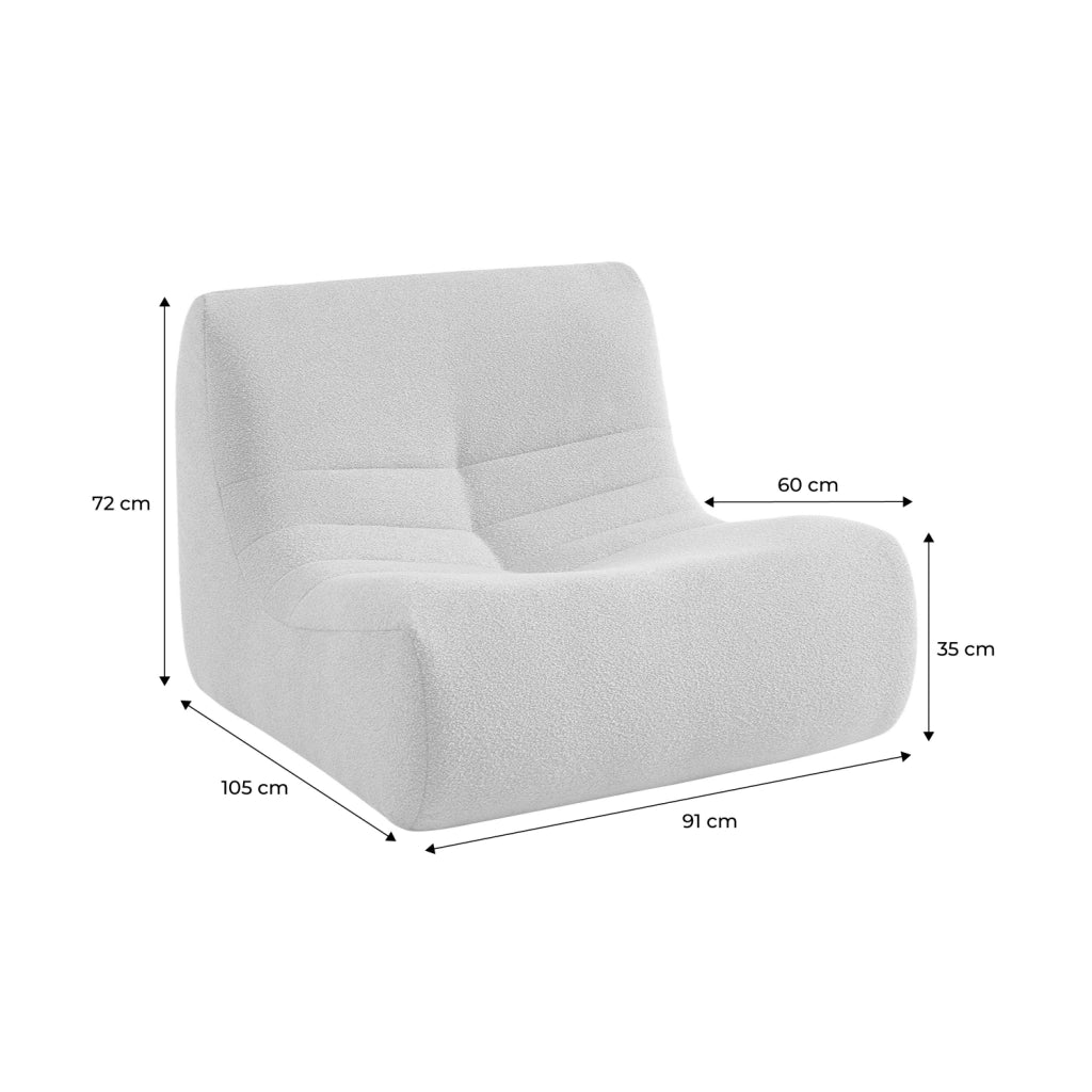 Modulo per divano modulare senza braccioli in bouclé, 1 posto, beige