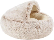 Letto per cani e gatti a forma rotonda con piuma morbida e soffice, copertura rimovibile, diametro 50 cm.