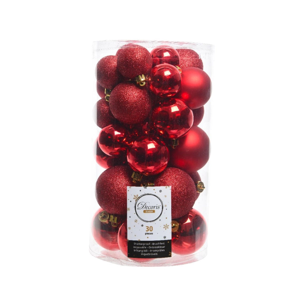 Confezione 30 palline rosse assortite Kaemingk