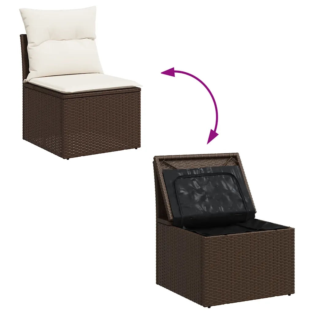 Set Divani da Giardino 9pz con Cuscini Marrone in Polyrattan 3326294