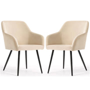 Set di 2 Sedie in velluto liscio ESTELLE Beige gambe nere