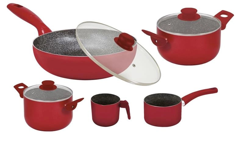 MAURY'S BATTERIA PREMIUM DI PENTOLE DA 8 PEZZI IN COLORE ROSSO