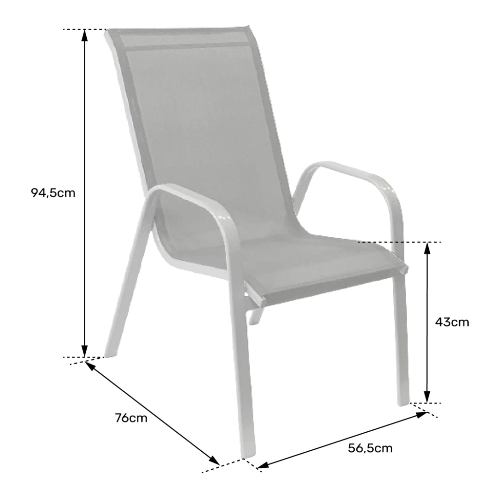 Set di 4 sedie MARBELLA in textilene nero - alluminio grigio
