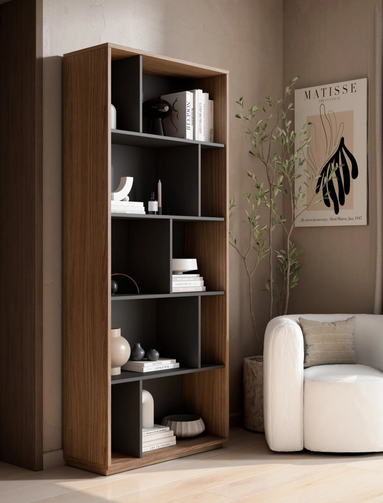 Libreria Herdasa effetto noce e grafite 191x80x32