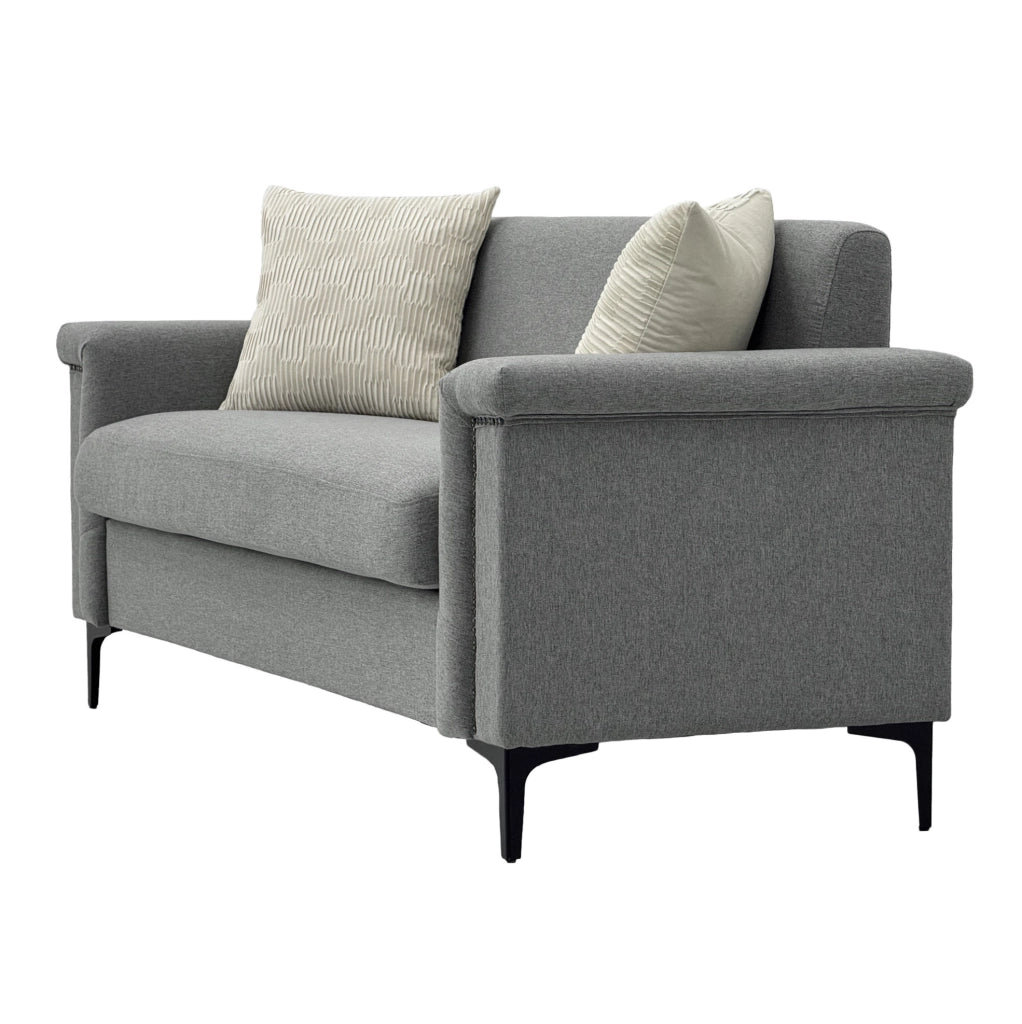 Divano 2 posti 172 x 73,5 x 81,5 cm grigio chiaro – braccioli chiodati