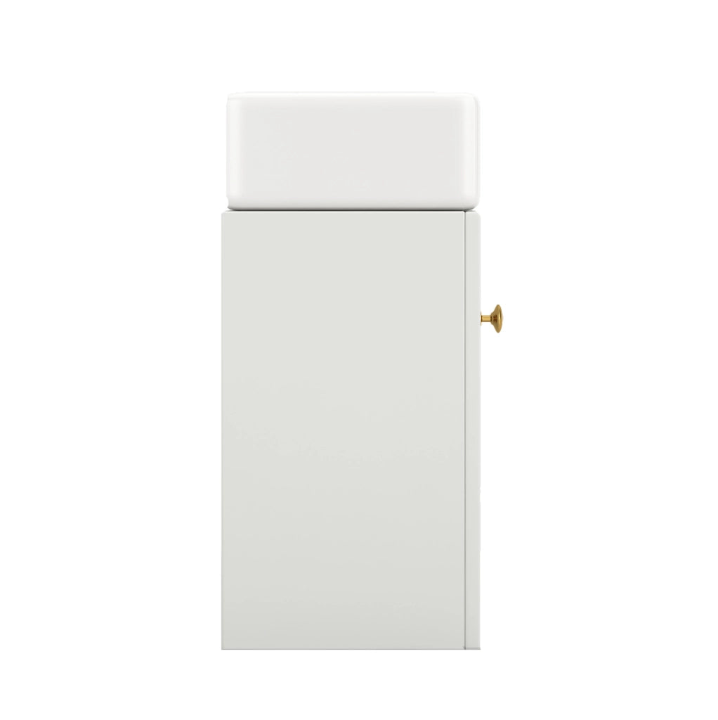 Mobile bagno bianco con lavabo in ceramica e anta soft-close