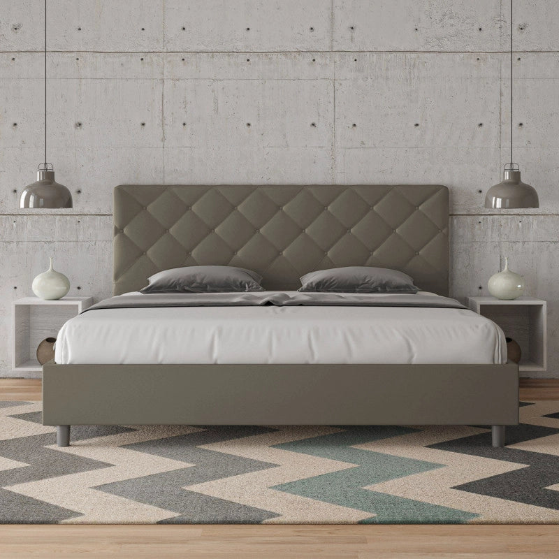 Letto imbottito Matrimoniale 190x200 cm Priya - Similpelle,Cappuccino,Contenitore