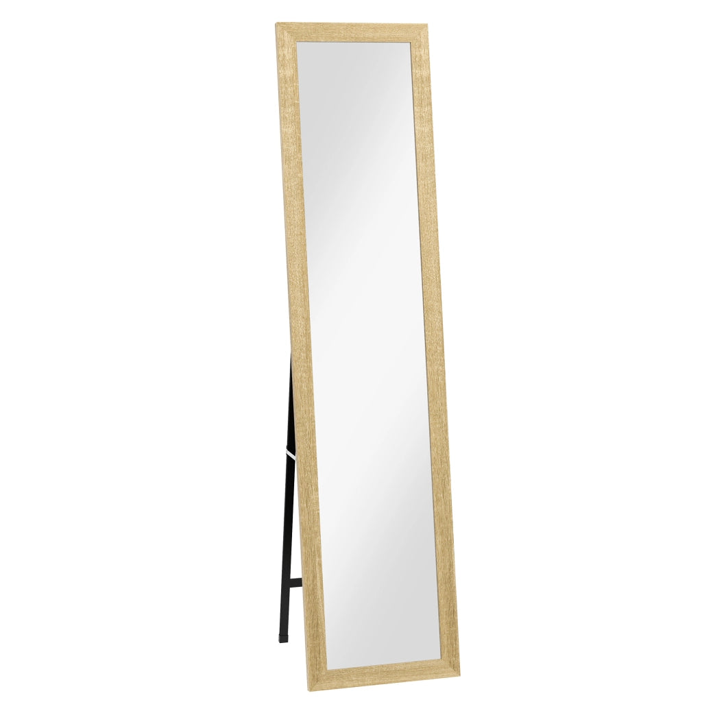 Specchio da Terra Rettangolare ¨C Xylo ¨C Cornice in Legno Marrone Chiaro 37x155 cm