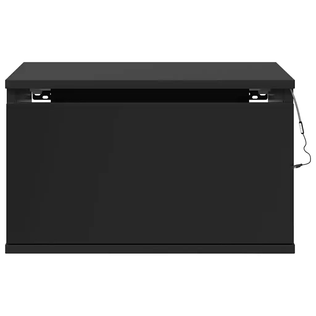 Comodini a Parete con Luci LED 2 pz Neri 836829