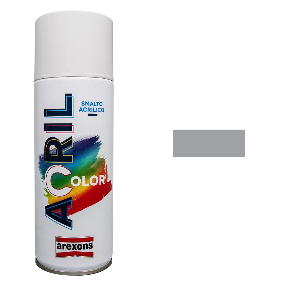 Smalto Spray Acricolor Vernice Acrilica per Metallo Legno Muro Interno Esterno Colore: Grigio Argento
