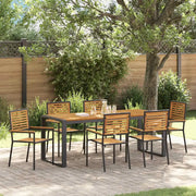 Set da Pranzo per Giardino 7 pcs Nero e Marrone polyrattan 3365484