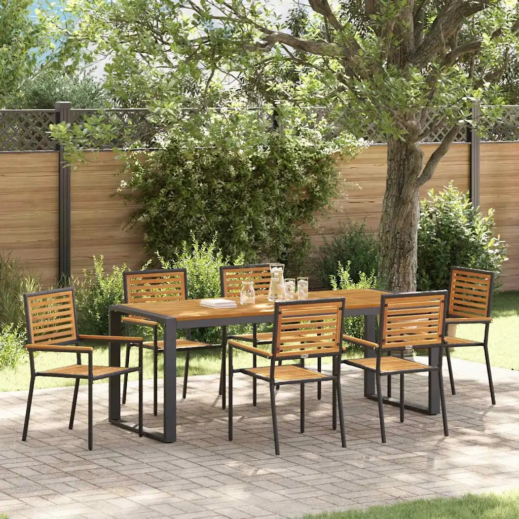 Set da Pranzo per Giardino 7 pcs Nero e Marrone polyrattan 3365484