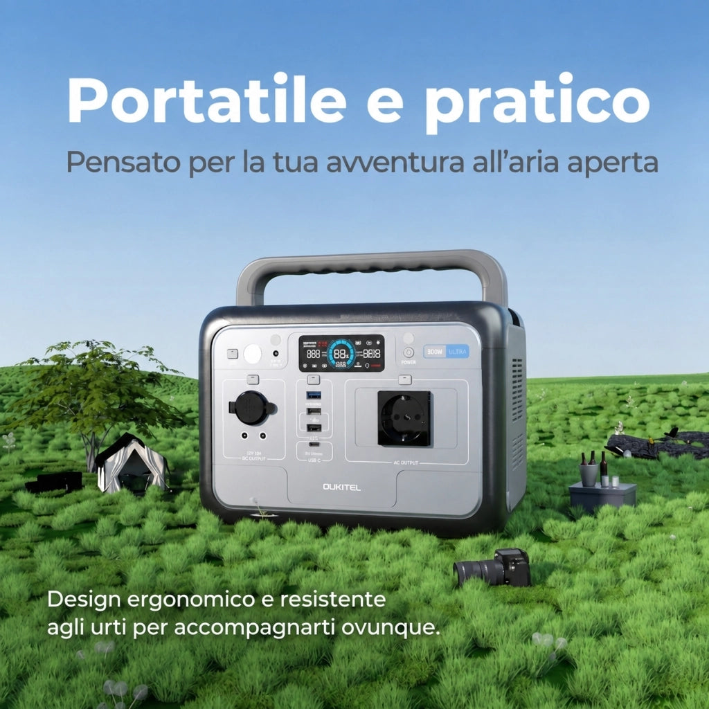 OUKITEL P800 - Centrale elettrica portatile LiFePO4 da 512 Wh - 800 W (picco 1600 W) - 2x AC - USB-C PD 100 W - MPPT 200 W - UPS
