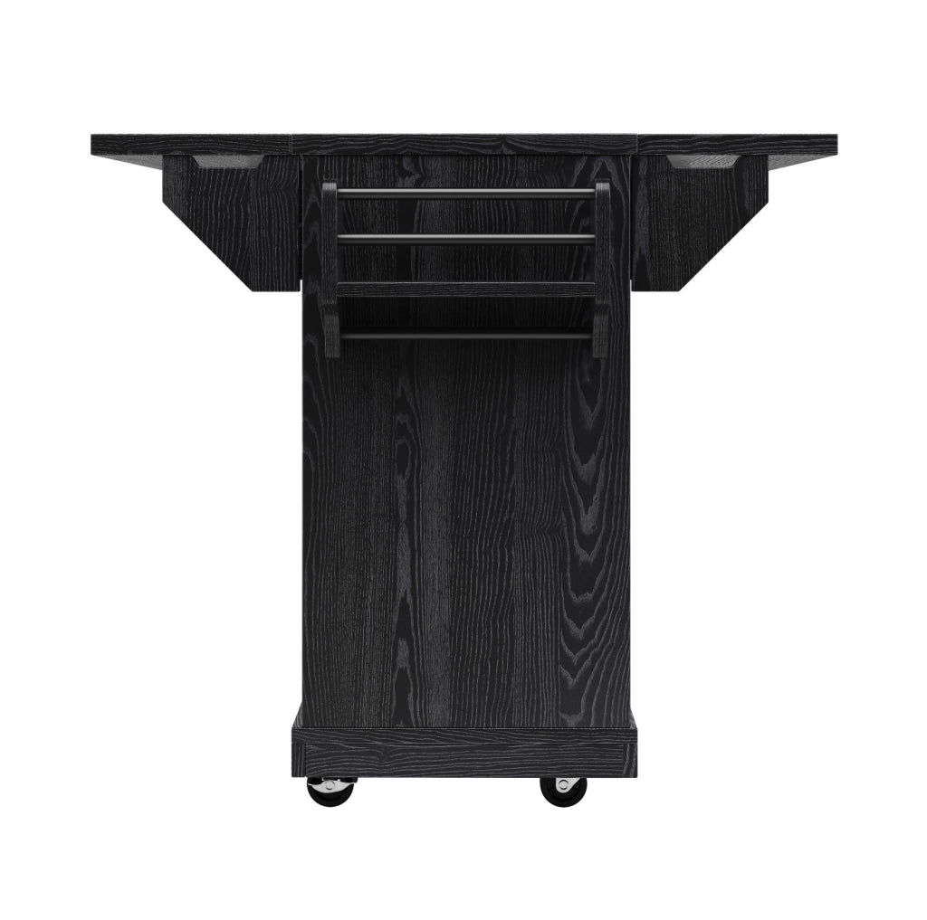 Carrello da cucina con piano estensibile, altezza 95 cm, 3 cassetti e ruote frenanti, nero