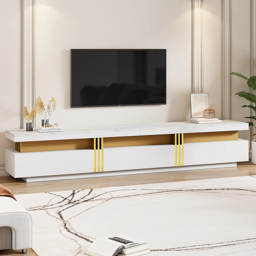 TV MOBILE TV 200 x 40 x 42 cm Bianco in Truciolare con 3 cassetti e foro passacavi