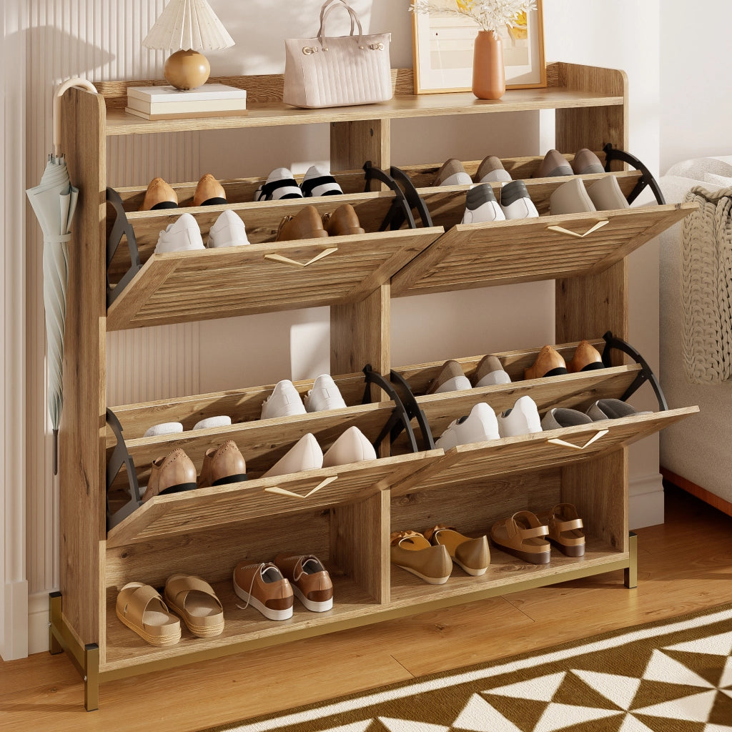 SCARPIERA 4 ante 108,5x24x100 cm MDF colore legno e metallo