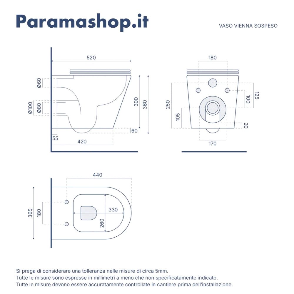 Kit WC sospeso e sistema di scarico da incasso mod. Vienna bianco opaco