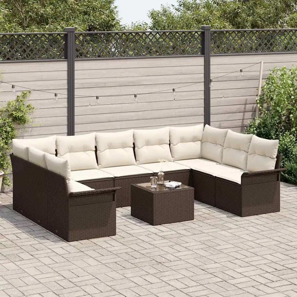 Set Divano da Giardino 10 pcs Grigio polyrattan