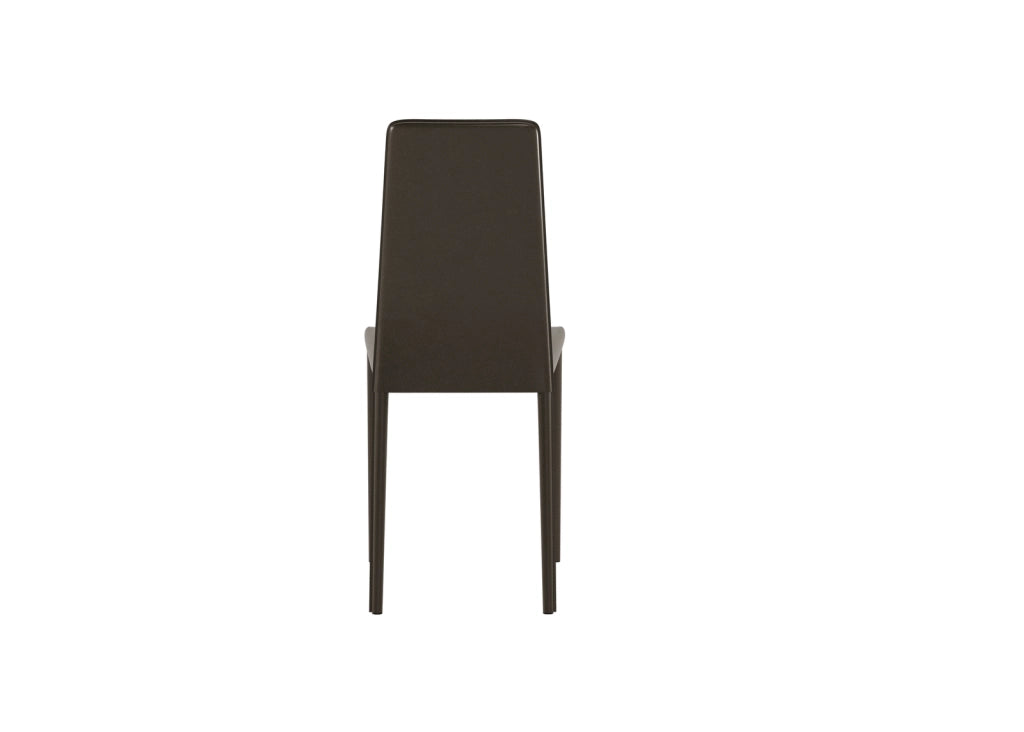 Sedia Kitty in similcuoio cioccolato con gambe rivestite e struttura in metallo - Design moderno impilabile per zona giorno e cucina