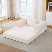 Poltrona letto singola ULEVR 2 in 1 trasformabile, con cuscino incluso e rivestimento in velluto a coste beige