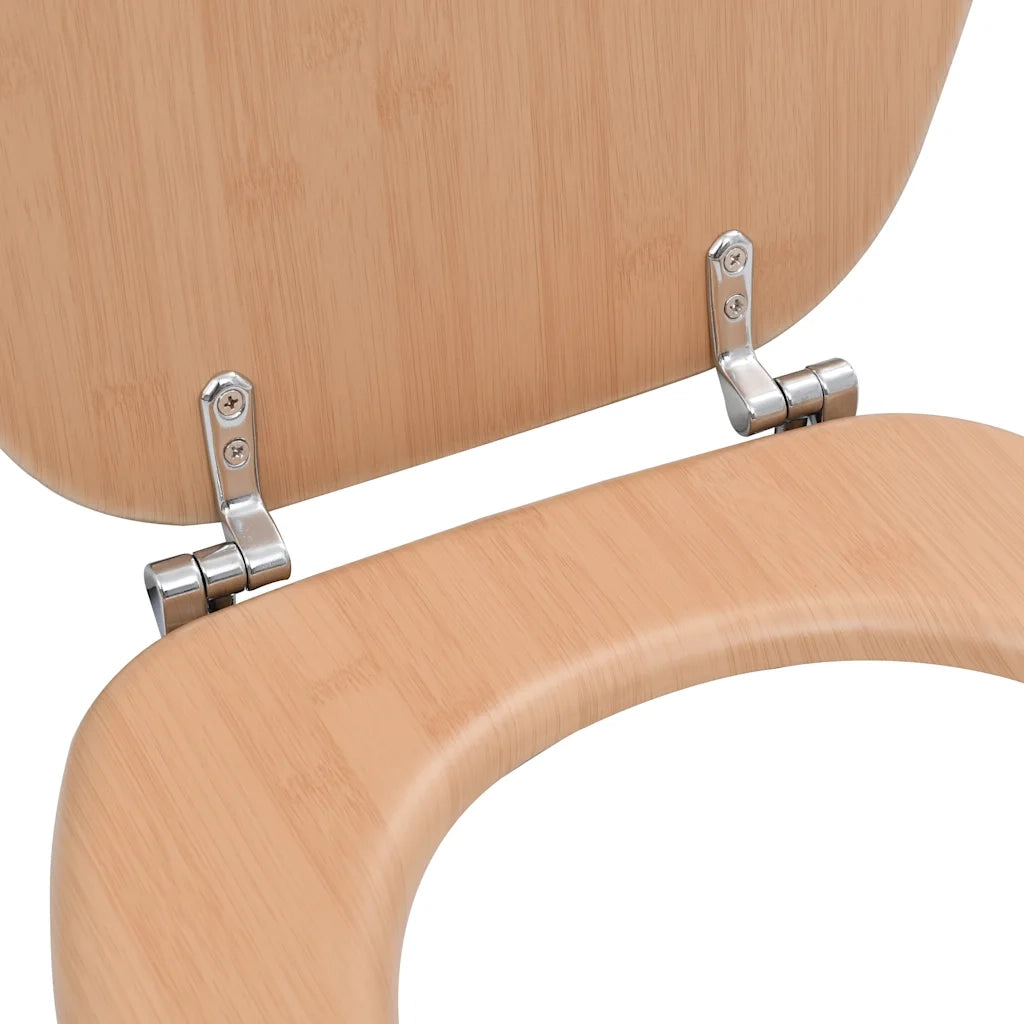 Tavoletta WC con Coperchio MDF Design a Bambù 143927