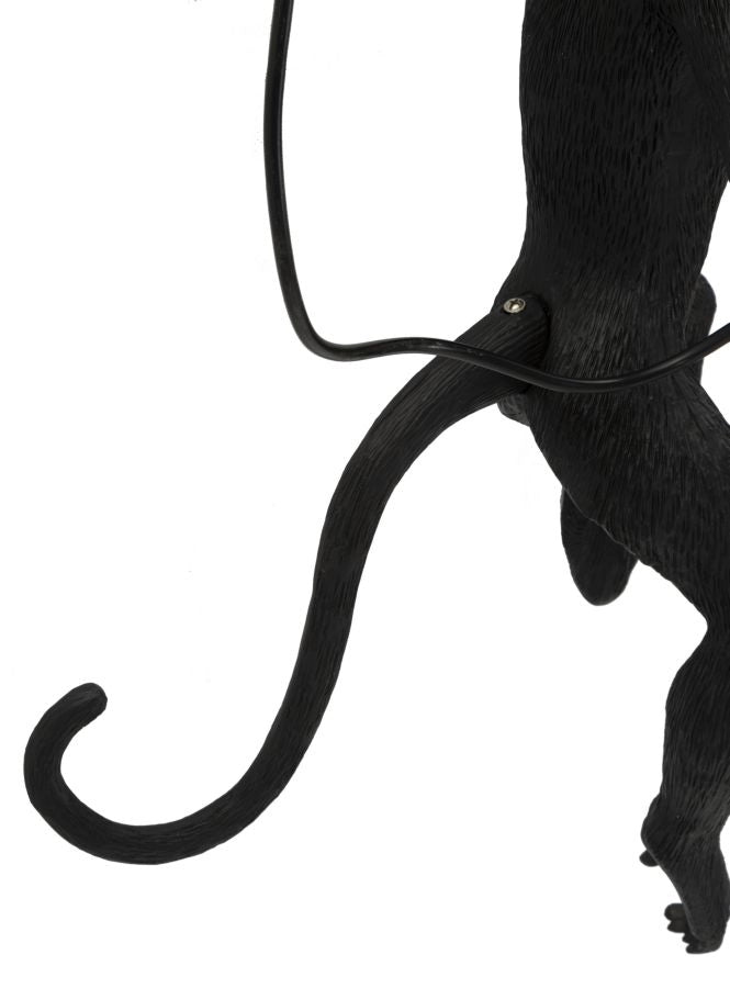 Lampada da Muro Monkey Nera 32x32x64 cm in Resina Nero e Oro
