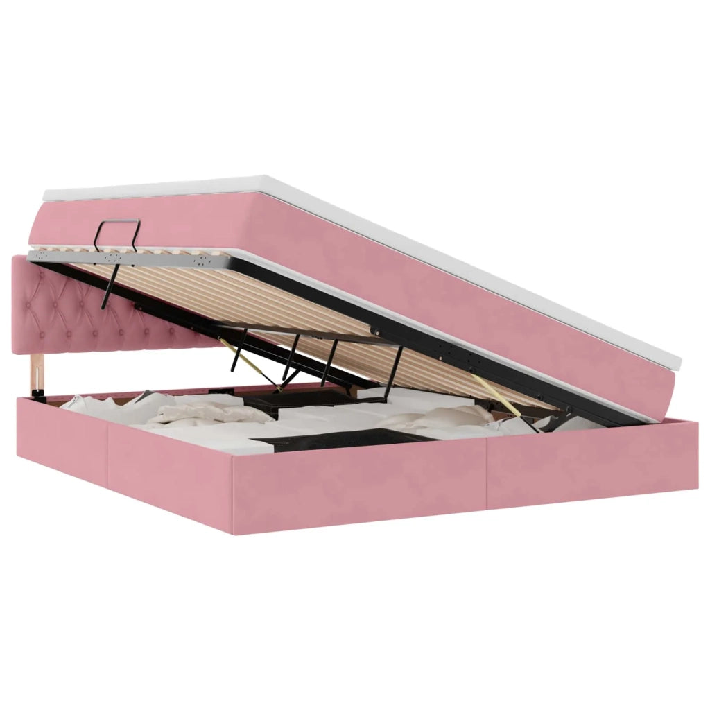 Letto con Contenitore con materasso Rosa 180 x 200 cm Velluto 3370838