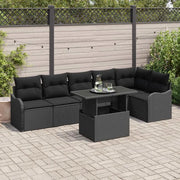 Set di divani con cuscino 7 pcs Nero Poly Rattan