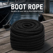 Boat Rope, Black, 20 Mm, 100 M, Polypropylene