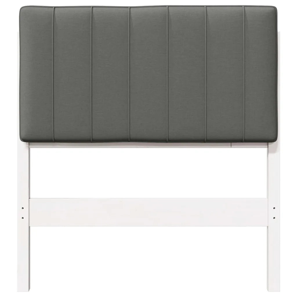 Testiera | Testata imbottita Bianco e grigio chiaro 80 cm Pino massello