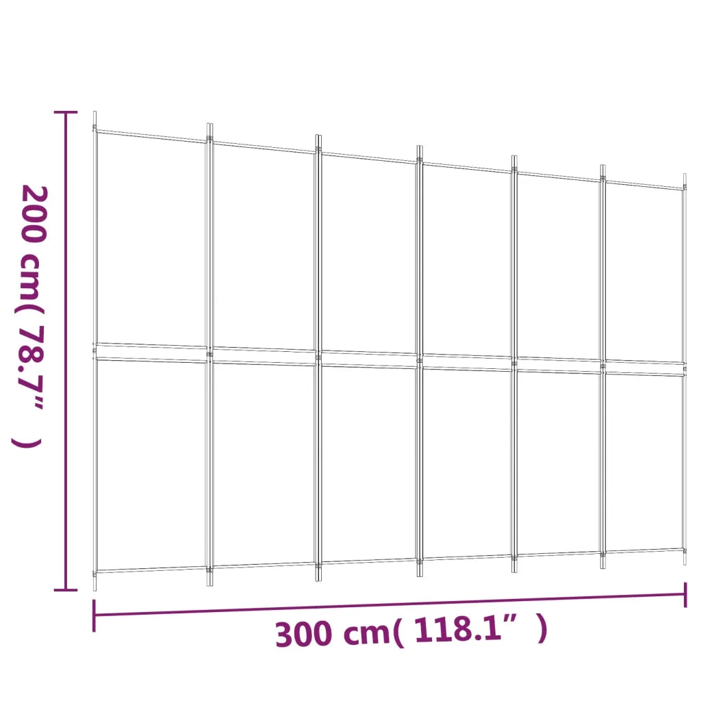 Divisorio Ambienti | Divider per stanze | Paravento a 6 Pannelli Marrone 300x200 cm in Tessuto