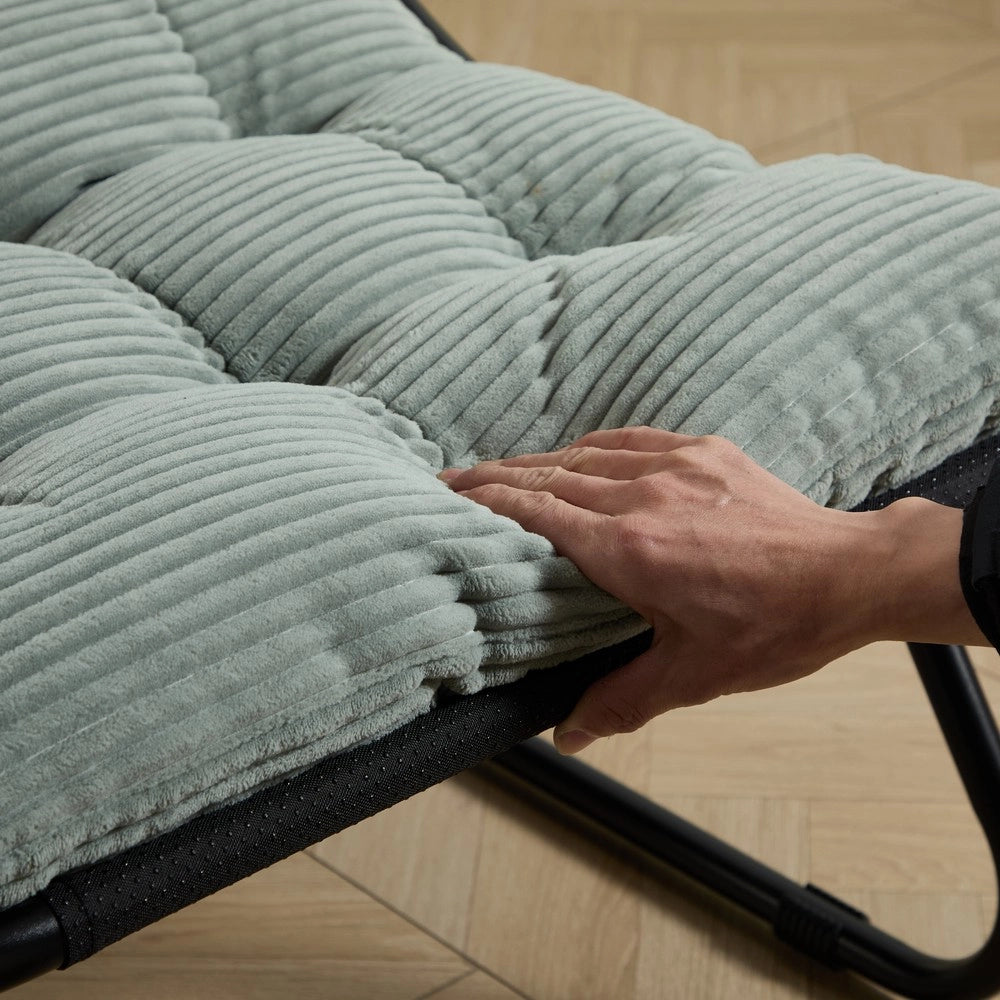 Poltrona reclinabile relax con poggiapiedi ¨C Minimal ¨C Tessuto verde chiaro telaio nero