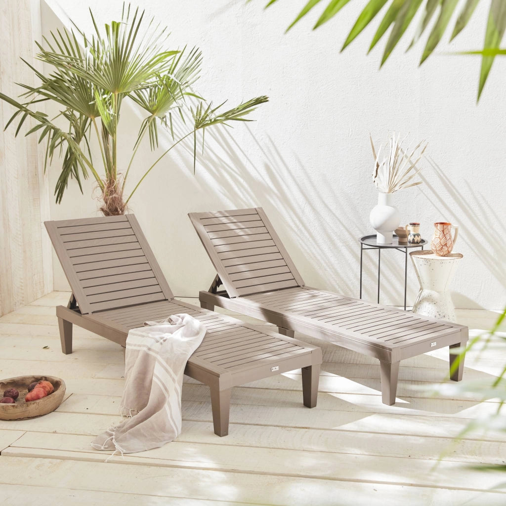 Set 2 lettini prendisole multiposizione, grigio