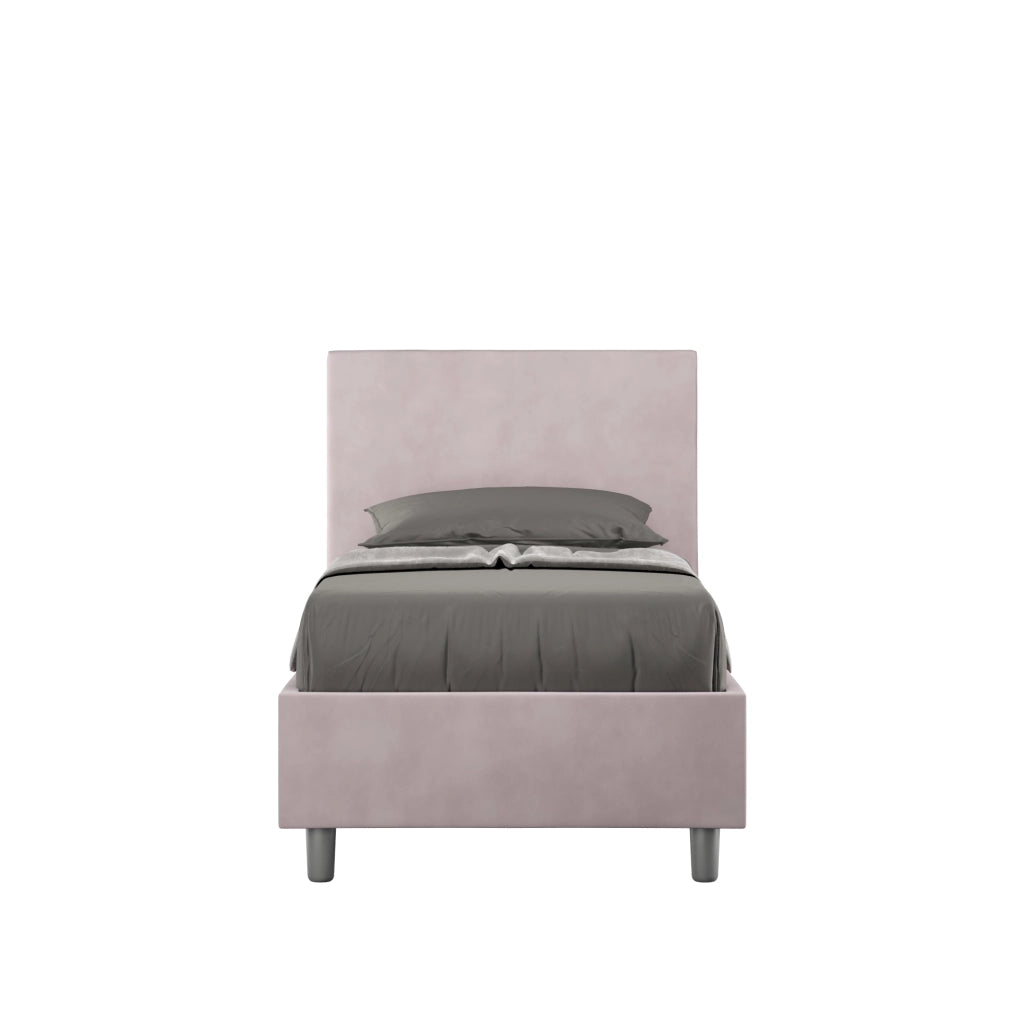 BS COM Letto singolo con rete imbottito 80x210 microfibra glicine