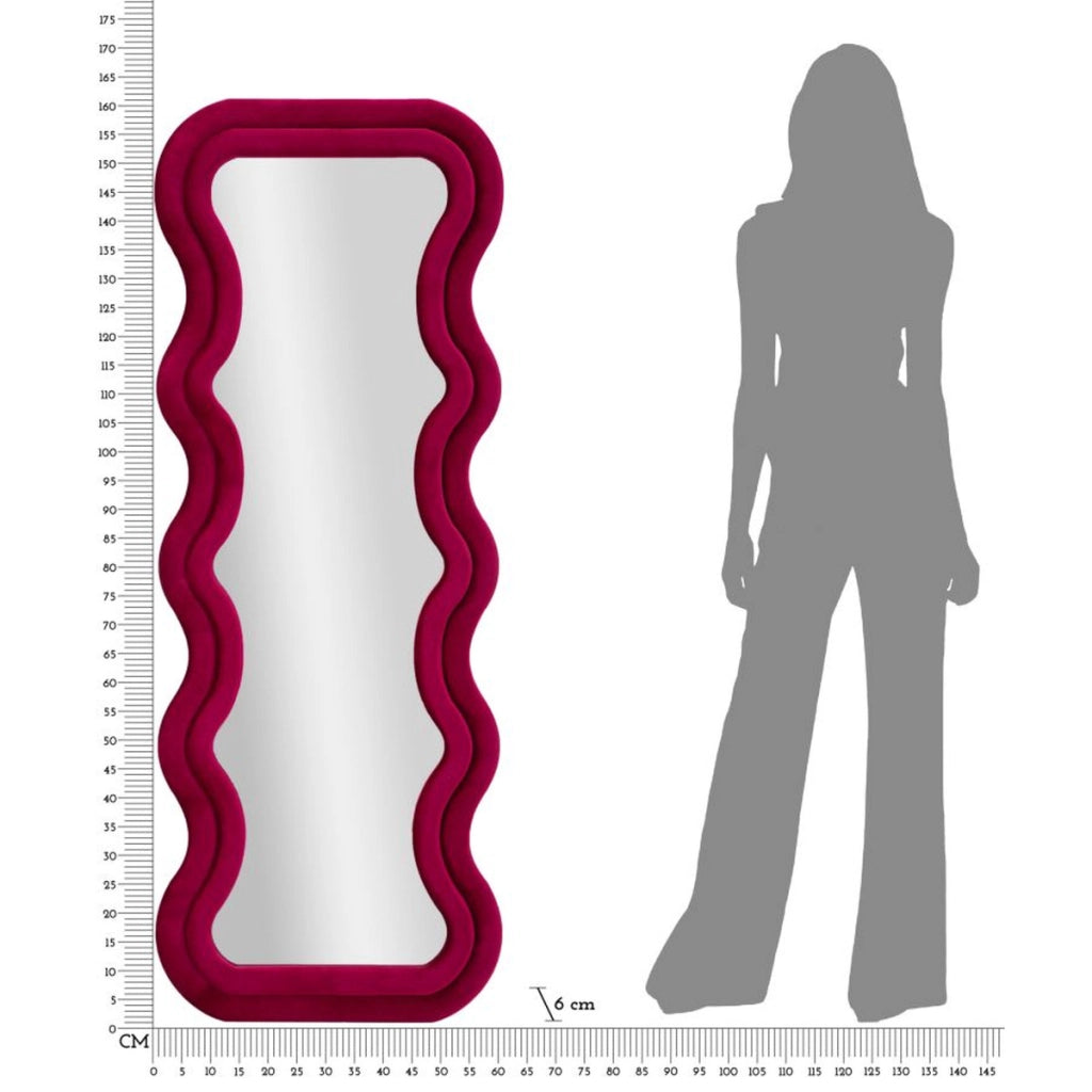 Specchio con Cornice Curve, Rosa, MDF, 160x60x6 cm