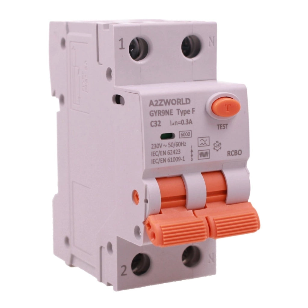 RCBO Interruttore Magnetotermico Differenziale Tipo F, Curva C 1P+N 2M 6000A 300mA/0.3A, AC 230V IP20 Corrente Disponibili 16A 20A 25A 32A (C32A)