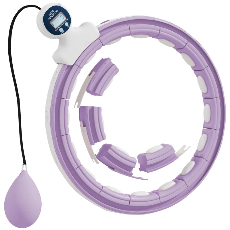 Hula hoop intelligente per adulti con contatore di palline zavorrate, 16 nodi (76-113 cm), viola