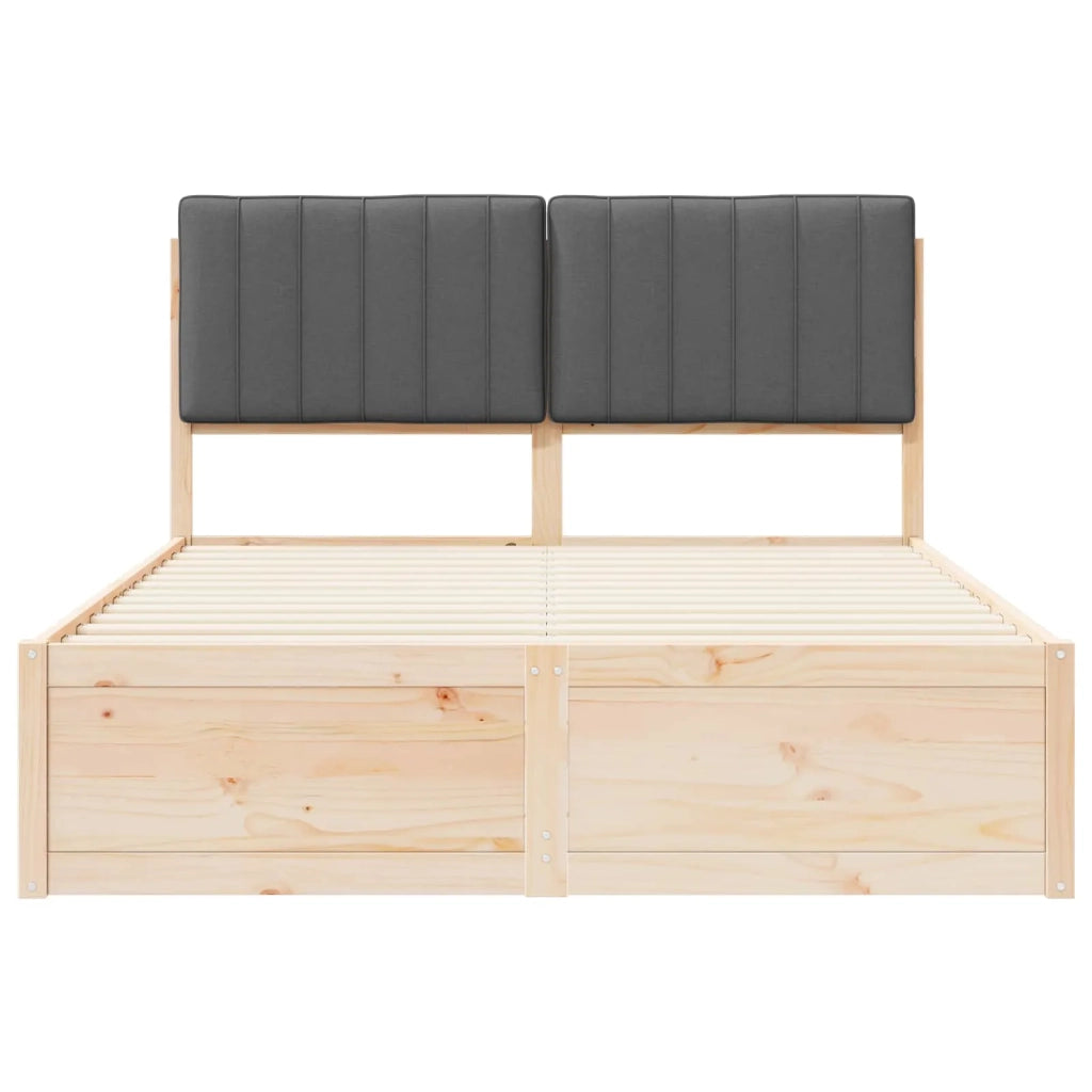 Letto con Testiera Rivestita Grigio scuro 140 x 200 cm