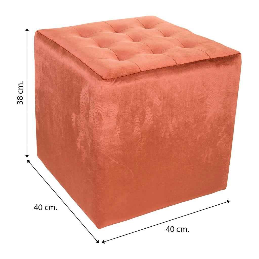 Sgabello imbottito arancione 40x40x38h