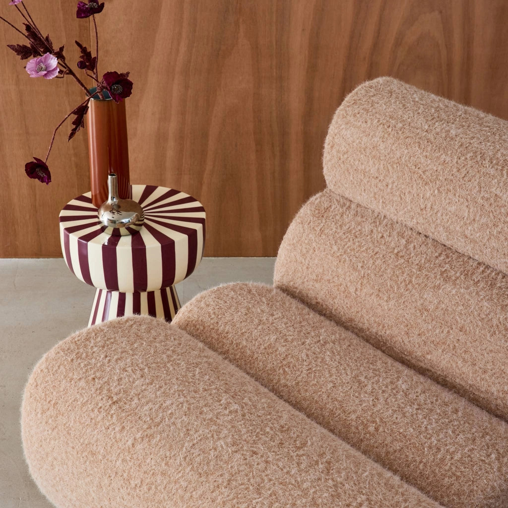 Divano modulare tessuto effetto alpaca, 2 posti, beige
