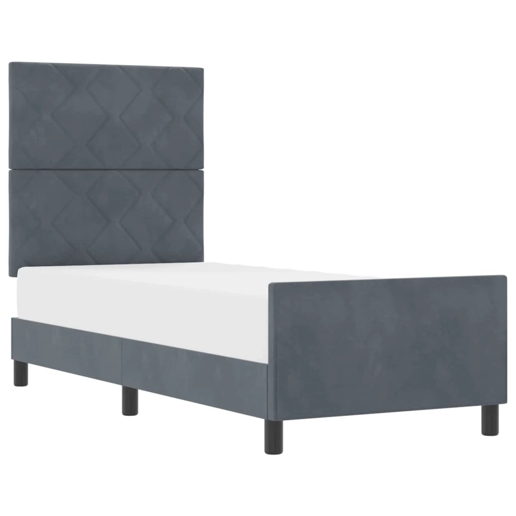 Letto a molle con testiera Grigio scuro 80 x 200 cm Velluto 3344970