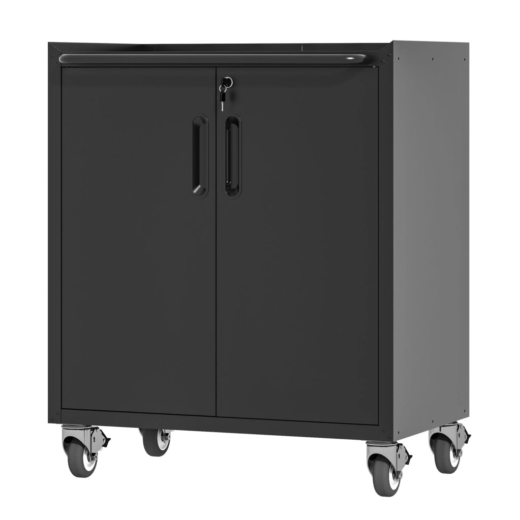 Armadio portautensili in metallo con ruote e serratura 75x42x88 cm nero