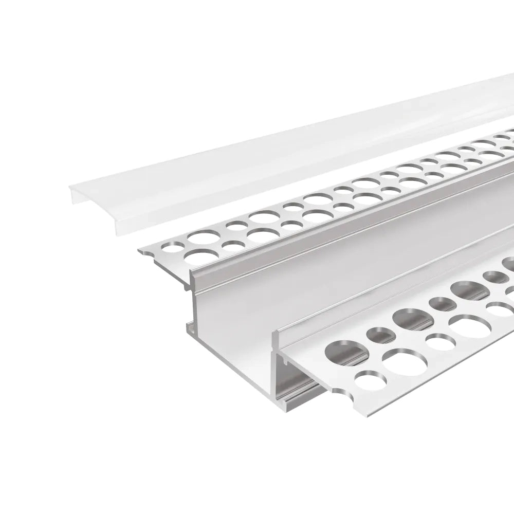 Profilo da incasso in alluminio silver 2mt per cartongesso per doppia striscia led