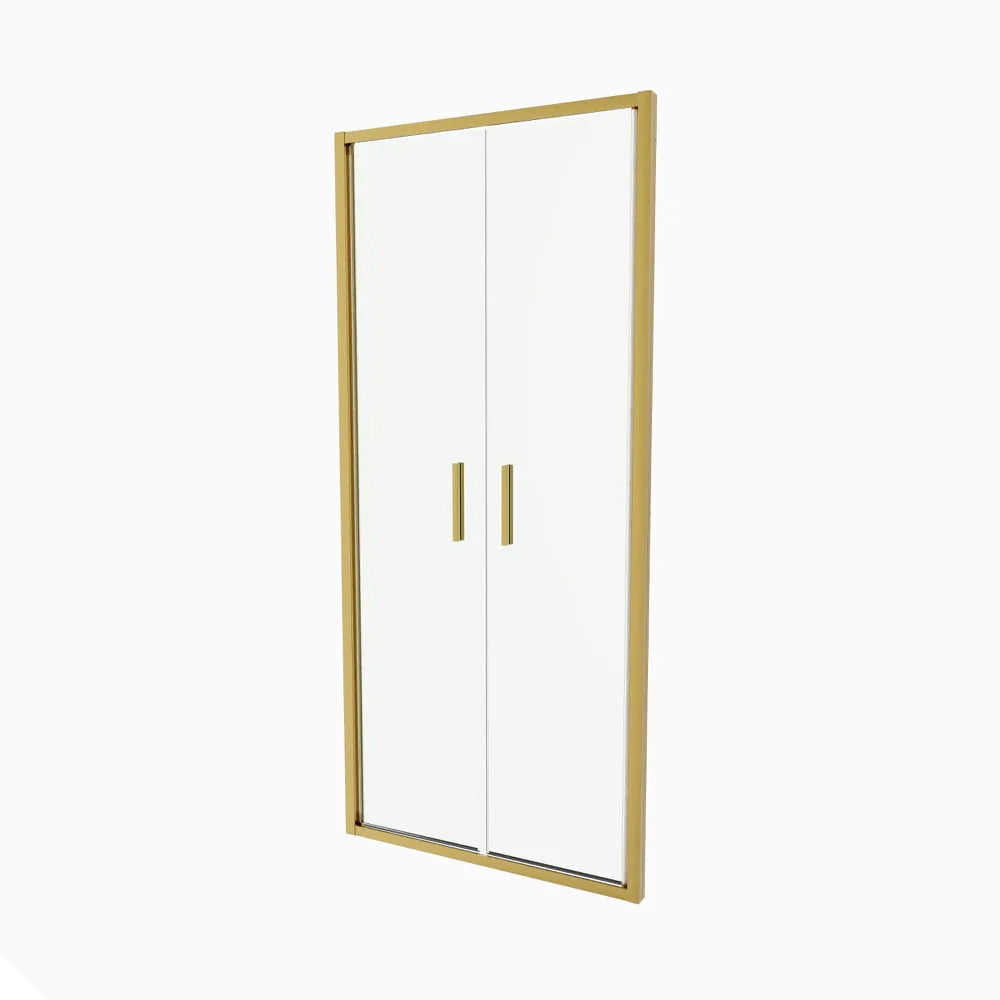 Porta doccia 80cm con apertura saloon profili slim oro spazzolato vetro 6mm trasparente anticalcare h190 | Portofino